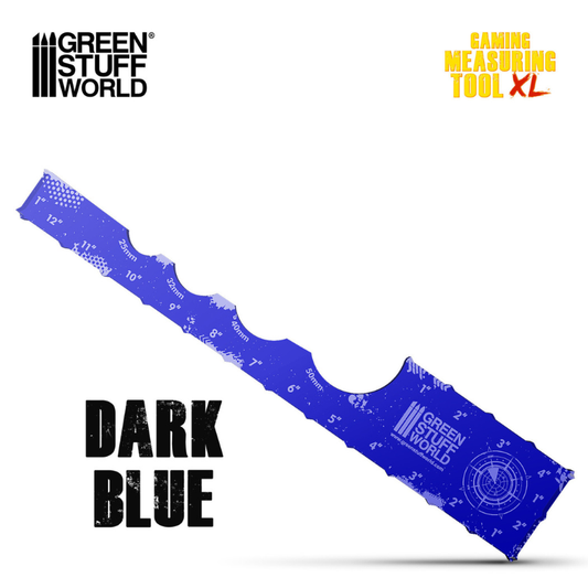 Gaming Measuring Tool Dark Blue 12" Green Stuff World – akrylowa miarka do gier bitewnych, widok z opakowaniem