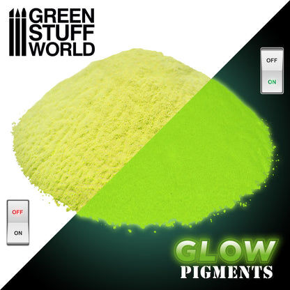 Green Stuff World Glow Pigment Reality Yellow-Green 2407 – butelka 30ml na białym tle
