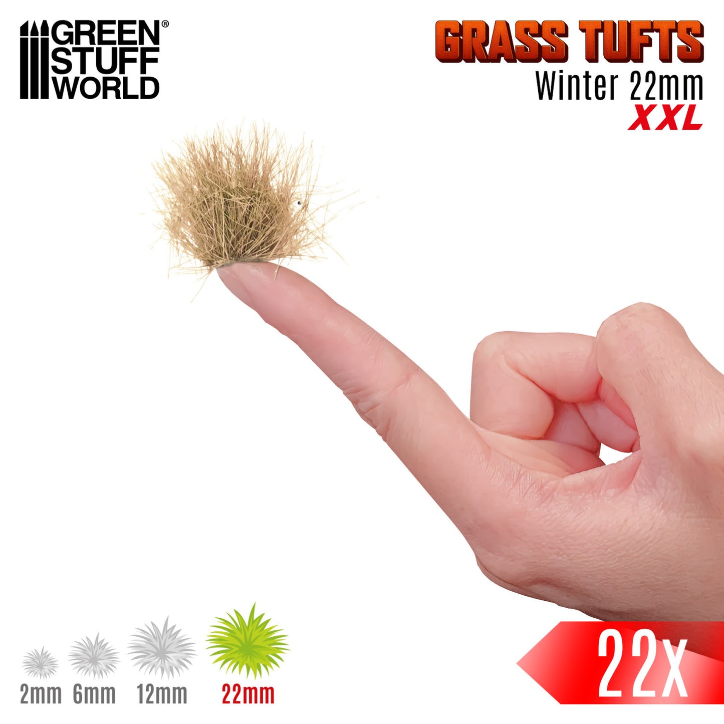 Grass Tufts XXL 22mm Winter Green Stuff World - kępka trawy zimowej na palcu, skala rozmiaru XXL 22mm
