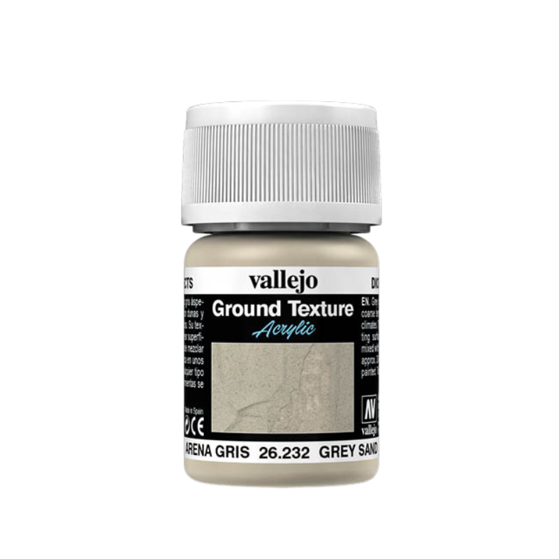 Vallejo Ground Texture Grey Sand 26.232 – słoiczek 35ml akrylowej pasty teksturującej, seria Ground Texture Acrylic