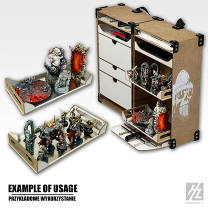 Wkład ze Stalową Płytką HOBBYZONE HZ-opi04 - przykład użycia z figurkami Warhammer i modułowym warsztatem

