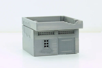 Arab Urban Building Workshop – widok z przodu z kratką wentylacyjną i drzwiami, teren 28mm Patrick Miniatures
