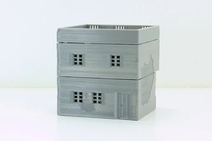 Urban Building Shop – widok frontu z drzwiami i oknami, 2 kondygnacje, teren 28mm Patrick Miniatures
