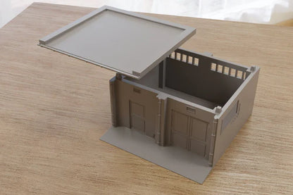 Power Substation – dach uchylony, widok wnętrza z kratkami wentylacyjnymi, teren 28mm Patrick Miniatures
