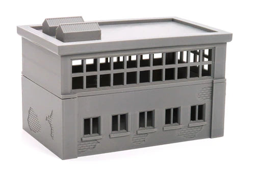 Industrial Building niezłożony, widok z boku, skala 28mm Patrick Miniatures
