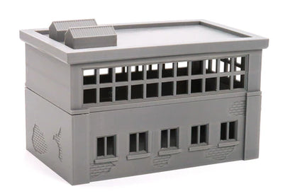Industrial Building niezłożony, widok z boku, skala 28mm Patrick Miniatures
