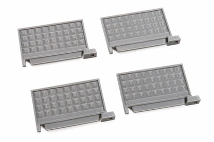 Modular Concrete Fences – 4 osobne płyty rozłożone, widok kwadratowego wzoru, teren 28mm Patrick Miniatures
