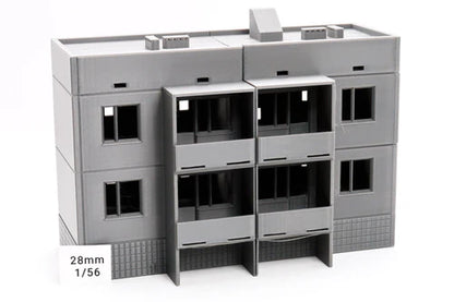 Apartments Block Type 2 – widok z boku, skala 28mm 1/56, teren Patrick Miniatures
