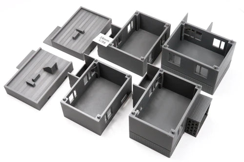 Apartments Block Type 2 – rozebrany na poziomy, widok eksplodowany, teren 28mm Patrick Miniatures
