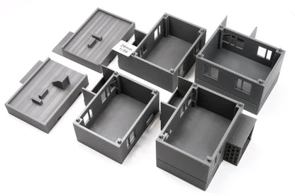 Apartments Block Type 2 – rozebrany na poziomy, widok eksplodowany, teren 28mm Patrick Miniatures
