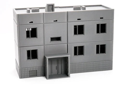 Apartments Block Type 2 – złożony blok, widok frontu z wejściem, teren 28mm Patrick Miniatures
