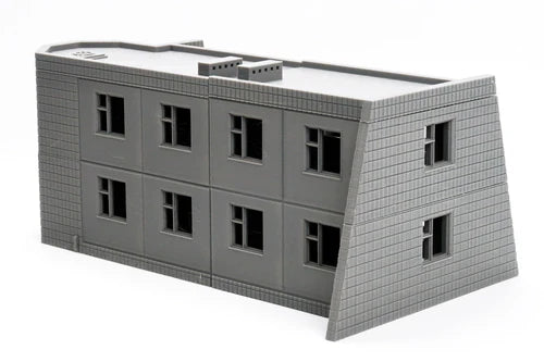 Soviet Small Leisure Hotel – widok z boku, faktura cegły i okna, teren 28mm Patrick Miniatures
