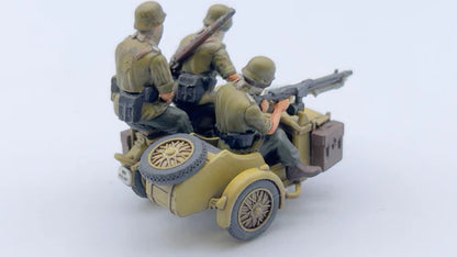 BMW R75 Sidecar DAK – model 28mm piaskowy z 3 figurkami DAK, widok z tyłu-góry, 280052