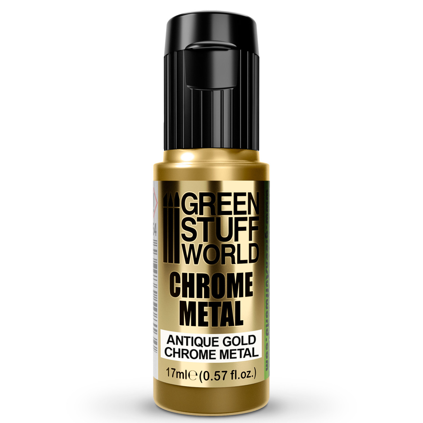 Green Stuff World Antique Gold Chrome Metal 3692 17ml - butelka farby chromowanej lustrzanej w kolorze starego złota do malowania figurek i modeli - Green Stuff World
