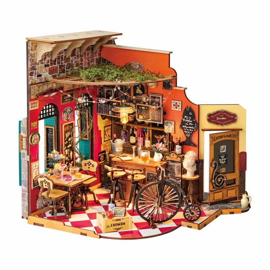 Bar i Restauracja Cheers DG173e - widok ogólny ukończonego miniaturowego domku DIY z oświetleniem LED, Värvikas
