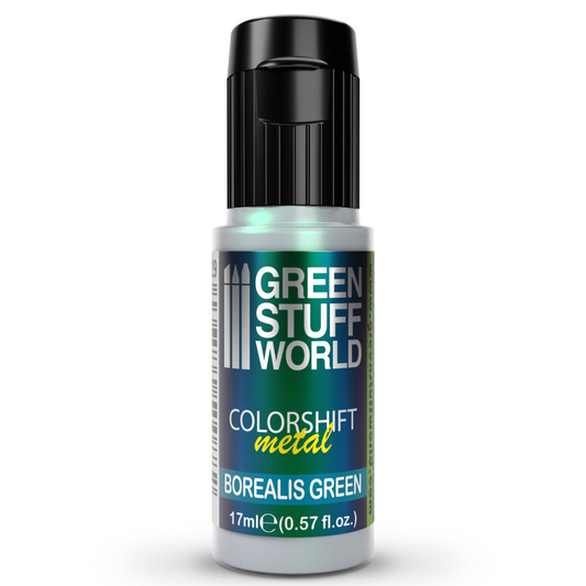 Green Stuff World Borealis Green Colorshift Metal 1729 17ml - butelka farby kameleon zmieniającej kolor z zielonego na fioletowy w zależności od kąta patrzenia - Green Stuff World
