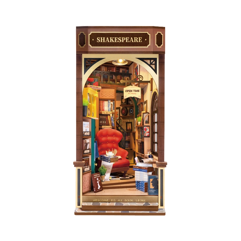 Rolife Booknook Wonderland TGB07 Bookstore - Księgarnia RDS008e gotowy book nook widok z przodu - Värvikas
