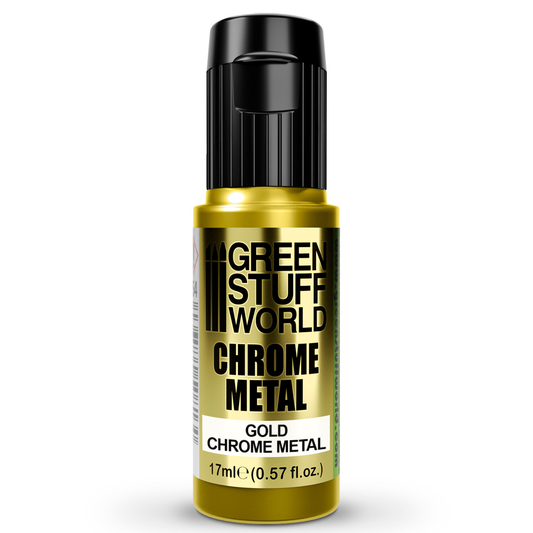 Green Stuff World Gold Chrome Metal 3691 17ml - butelka farby chromowanej lustrzanej w kolorze złota do malowania figurek i modeli - Green Stuff World
