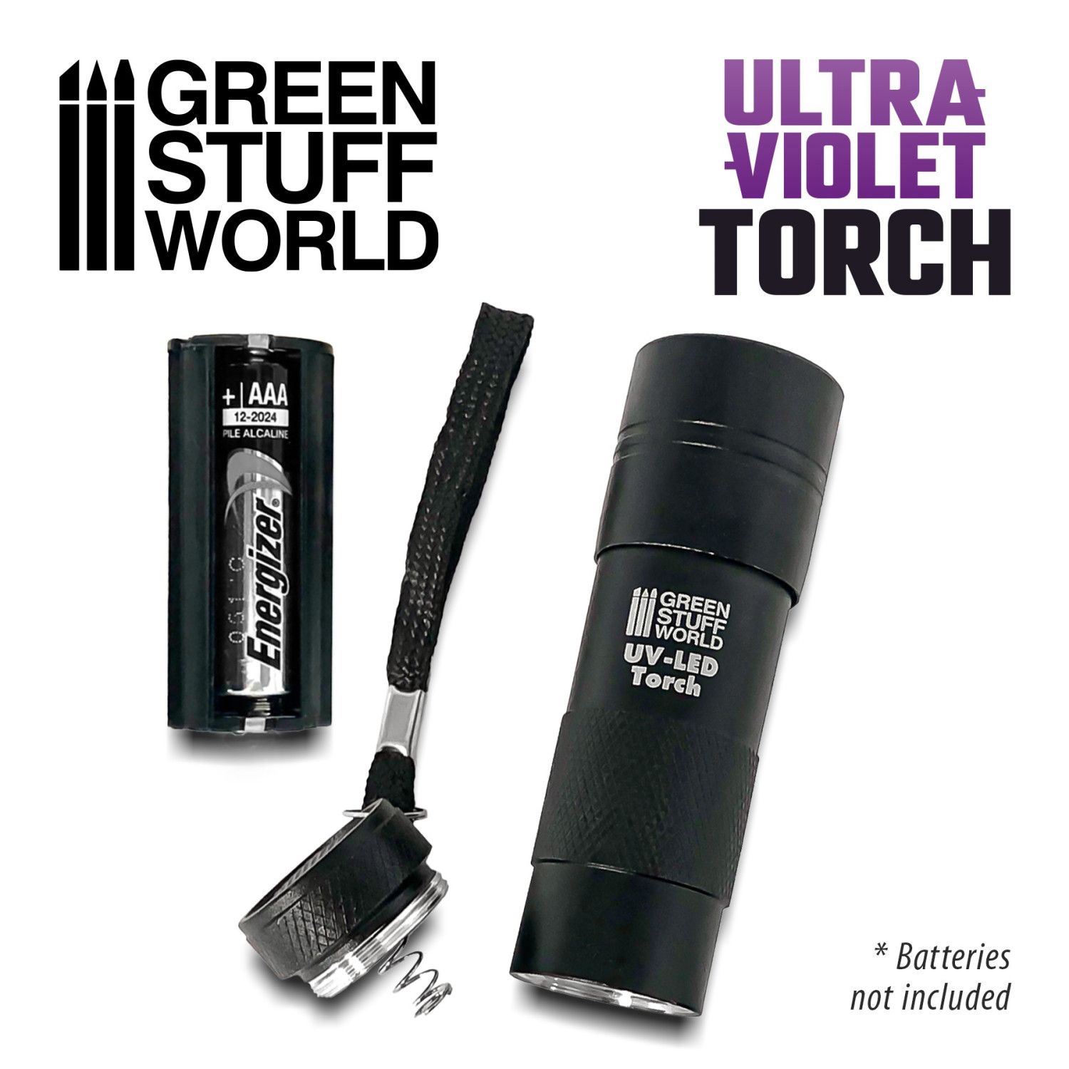 Ultraviolet Torch Green Stuff World - zawartość zestawu latarka UV i baterie AAA nie w zestawie
