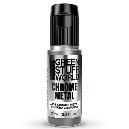 Green Stuff World Chrome Metal 2454 17ml - butelka farby chromowanej lustrzanej do malowania figurek i modeli scale - Green Stuff World
