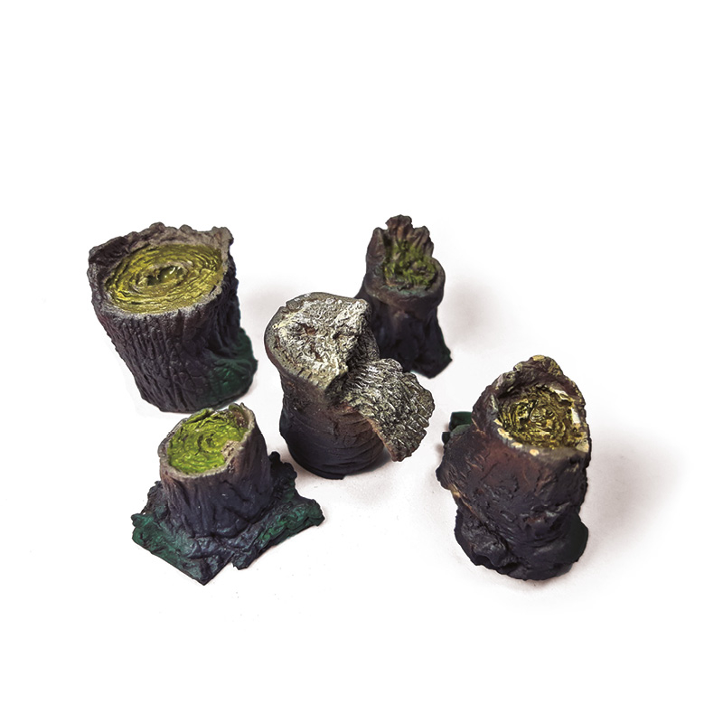 Vallejo SC306 Dead Trees - 5 pomalowanych pniaków do dioramy 1:35 - akcesoria modelarskie Vallejo
