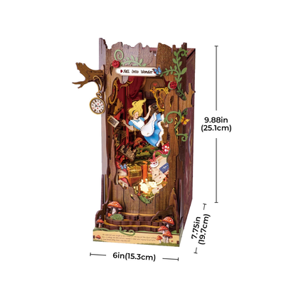 Oczaruj się TGB12e - Book Nook DIY białe tło wymiary 15,3x19,7x25,1 cm Fall Into Wonder szyld zegar kieszonkowy - Värvikas
