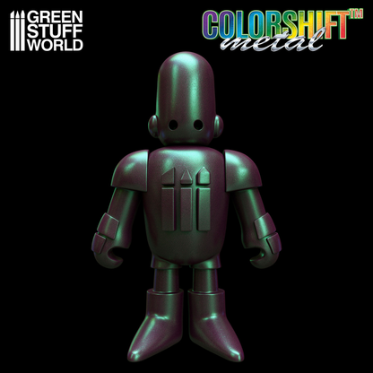 Green Stuff World Colorshift Metal Borealis Green 1729 - figurka robota pomalowana farbą kameleon zmieniającą kolor z zielonego na fioletowy - efekt zorzy polarnej na figurce tabletop - Green Stuff World
