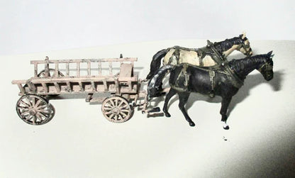 Rubicon Models 280090 – Horse Drawn Wagon, pomalowany model z 2 końmi, widok z boku, skala 1:56