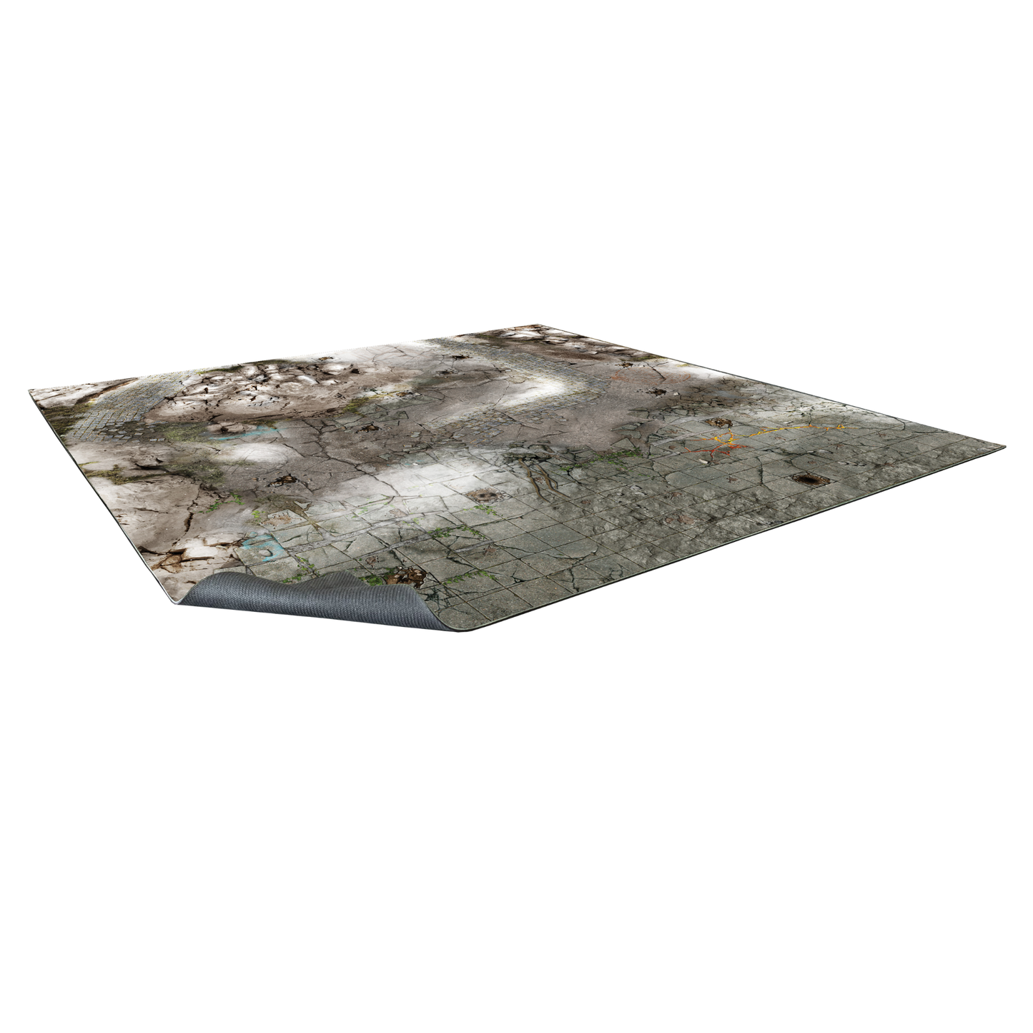 Frosty Crags – Mata do gry 2'x2' (60x60 cm) z gridem Mousepad Battle Systems – widok perspektywiczny mroźnego górskiego terenu z siatką 1"/25mm