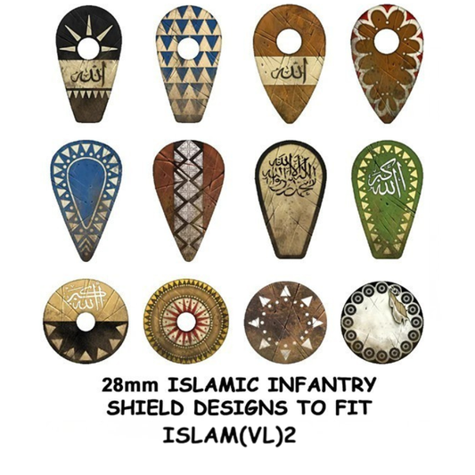 Islamic Infantry Shield Transfers 2 – 12 kalkomanii wodnych 28mm do tarcz islamskiej piechoty serii Victrix Medieval Islamic
