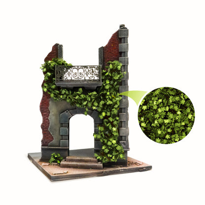 Ivy Foliage Light Green Maple Large GSW - ruiny z bluszczem klonowym i zbliżenie na teksturę liści w skali 1:35-1:43