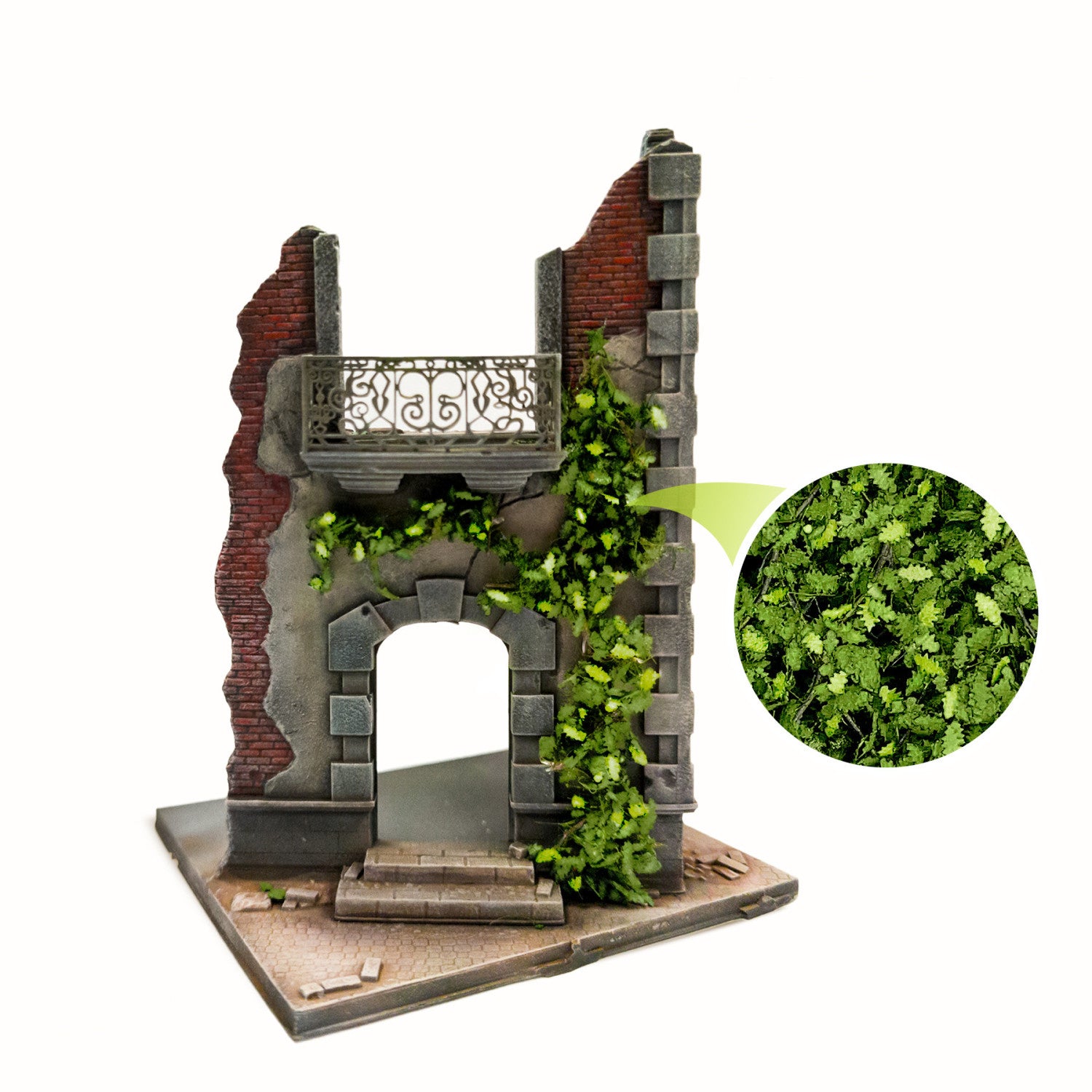 Ivy Foliage Light Green Oak Large GSW - realistyczny bluszcz na murze ruin dioramy miniaturowej
Zdjęcie 2 (arkusz w rękach):