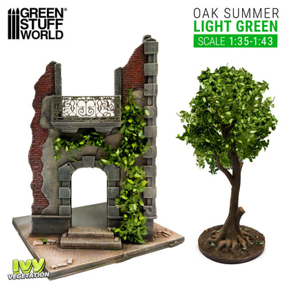 Ivy Foliage Light Green Oak Large GSW - miniaturowe drzewo dębowe i ruiny z bluszczem w skali 1:35-1:43