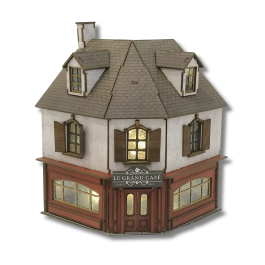 Le Grand Café 28mm – widok z przodu na białym tle, prepainted, SceneryWargames
