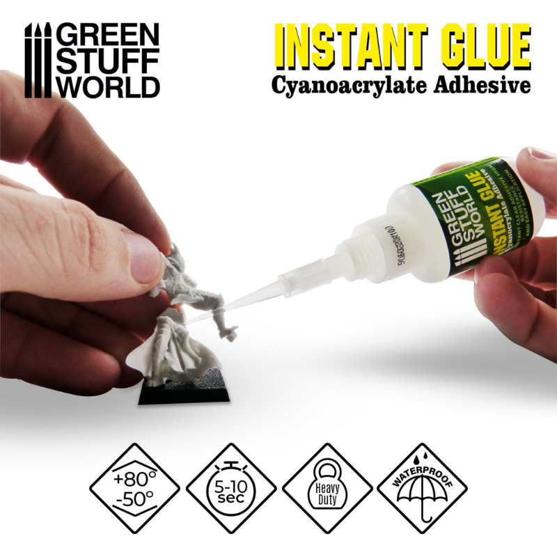Instant Glue Cyanoacrylate 20gr Green Stuff World – aplikacja na figurce
