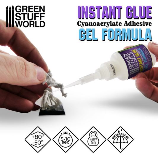 Instant Glue Cyanoacrylate Gel 20gr Green Stuff World – aplikacja kleju na figurce
