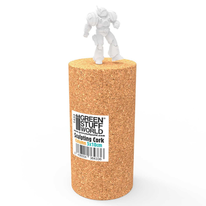 Sculpting Cork Column 5x10cm - korkowy walec z figurką Space Marine na górze, widok z boku | Green Stuff World
