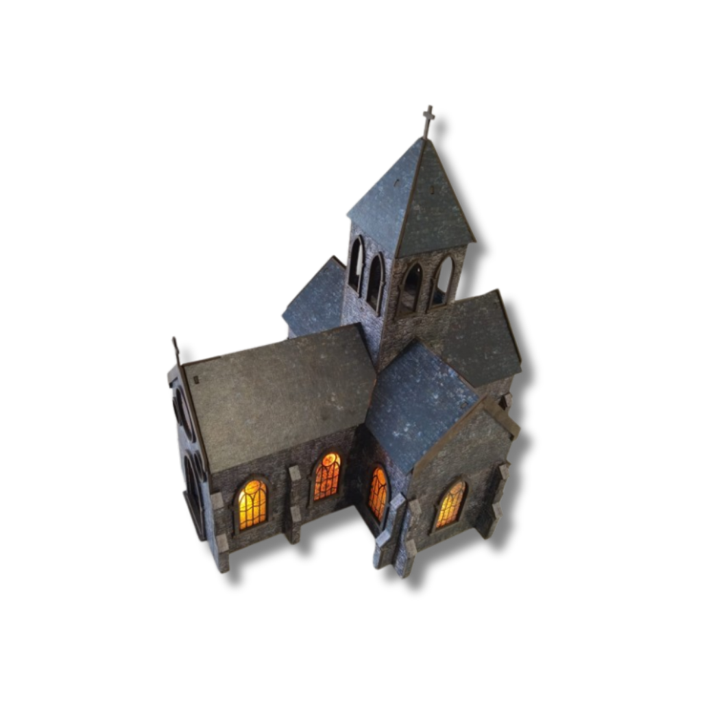 Kościół Europy Zachodniej 28mm – widok boczny z tyłu, prepainted, SceneryWargames
