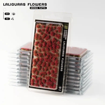 Gamers Grass Laliguras Flowers 6mm – widok ogólny arkusza samoprzylepnych kępek kwiatowych do modelarstwa