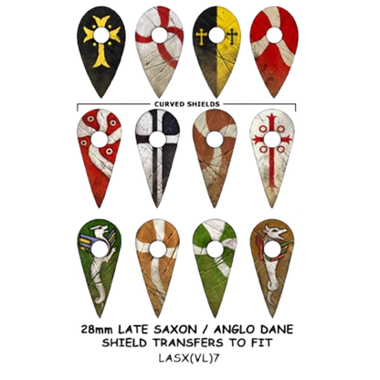 Late Saxon / Anglo Dane Shield Designs LASX(VL)7 – arkusz naklejek na tarcze 28mm Victrix Little Big Men Studios
