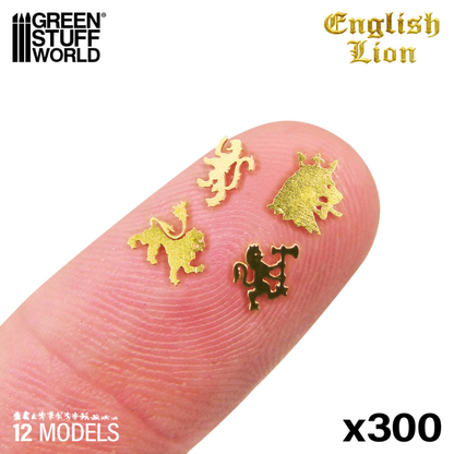 English Lion Symbols 2466 Green Stuff World – miniaturowe symbole lwa angielskiego z mosiądzu na palcu dla skali wielkości 1-5mm
