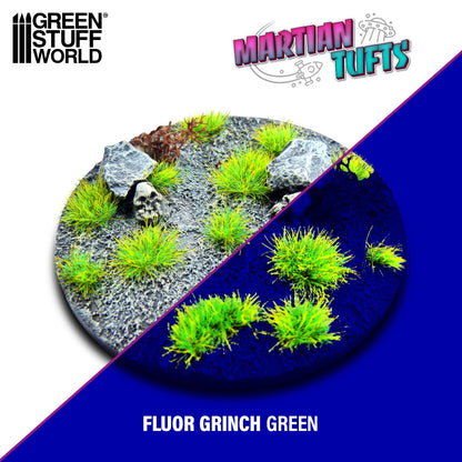 Green Stuff World Martian Fluor Tufts 6mm Fluor Grinch Green – kępki naklejone na podstawkę figurki tabletop, efekt marsjańskiej roślinności