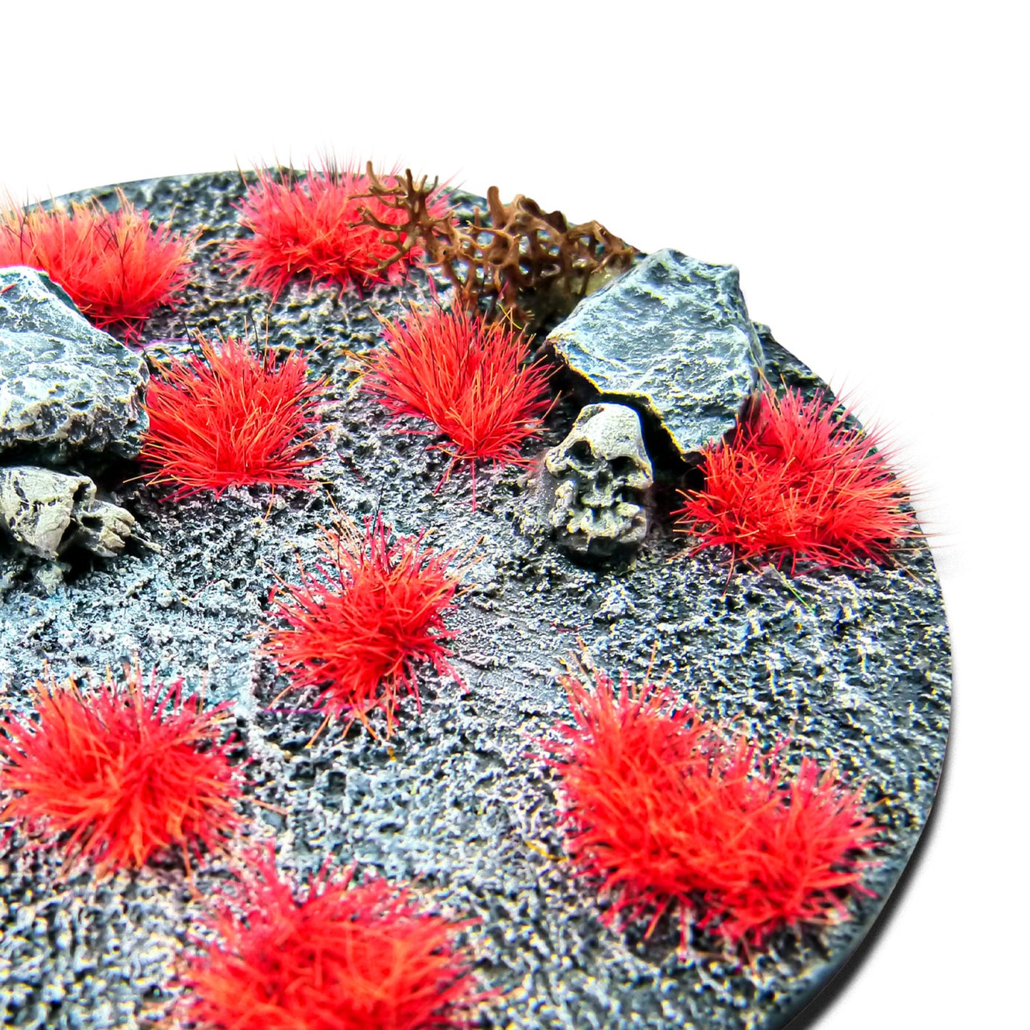Martian Fluor Tufts Neo-Mars Orange Green Stuff World – kępki naklejone na podstawkę figurki Warhammer, efekt marsjańskiej roślinności
