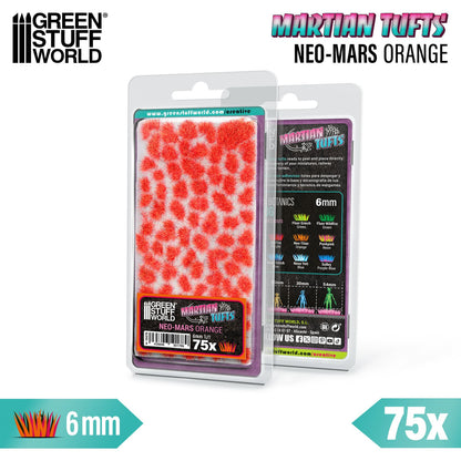 Opakowanie Green Stuff World Martian Fluor Tufts 6mm Neo-Mars Orange – arkusz samoprzylepnych fluorescencyjnych kępek do dioram i podstawek