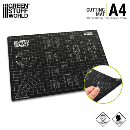 Scale Cutting Mat A4 - mata z siatką i skalami figurek, zbliżenie na giętkość i self-healing | Green Stuff World
