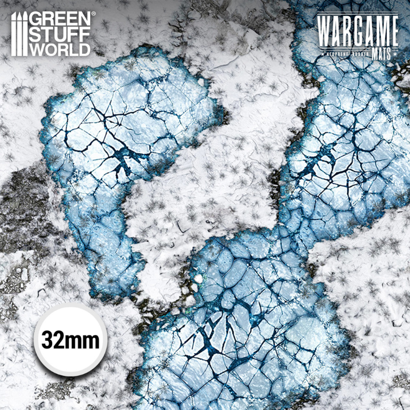 Mata do gry Blizzard Hollows – zbliżenie na spękaną taflę lodu z ciemnymi pęknięciami – Green Stuff World
