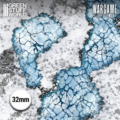 Mata do gry Blizzard Hollows – zbliżenie na spękaną taflę lodu z ciemnymi pęknięciami – Green Stuff World
