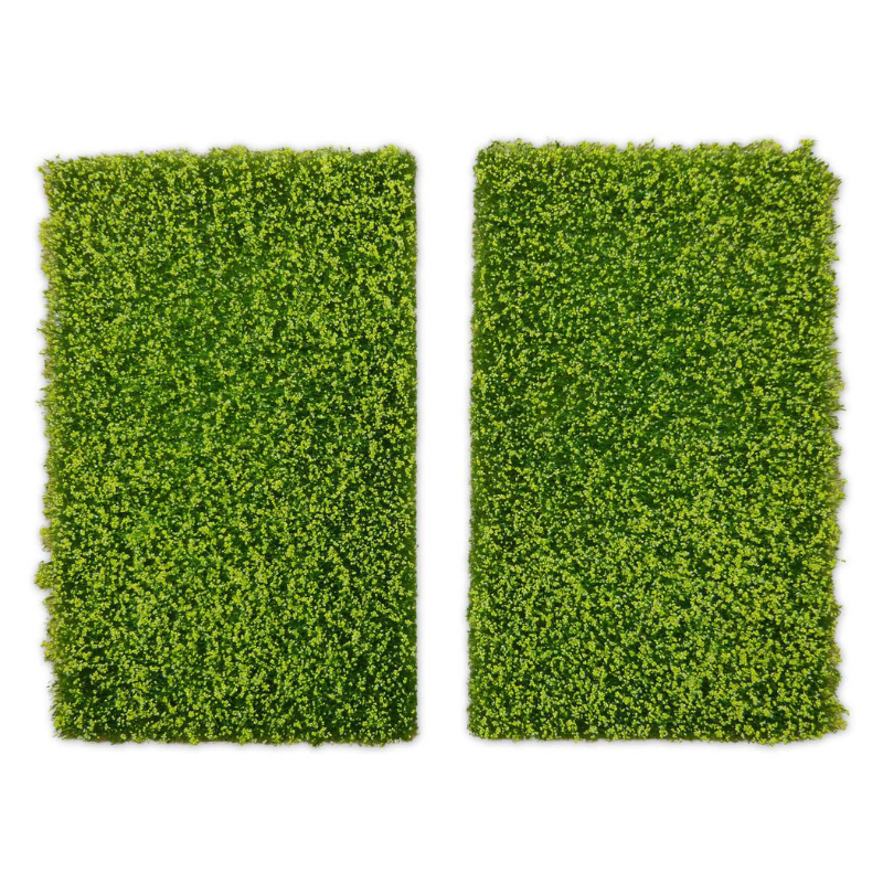 Grass Mat Cutouts Yellow Flower Field Green Stuff World 10341 – dwie maty trawiaste 90x145mm z zieloną trawą i żółtymi kwiatami, widok z góry na białym tle

