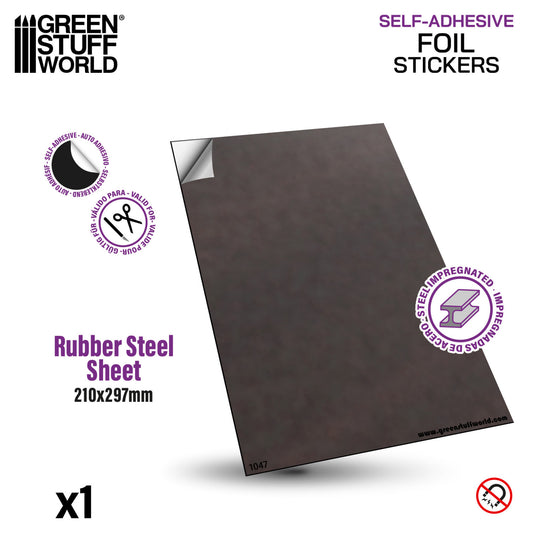Metal Sheets for Magnets Green Stuff World – Rubber Steel Sheet 210x297mm, samoprzylepna, impregnowana stalą, do cięcia nożyczkami, 1 sztuka
