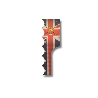 SceneryWargames British Army Tactical Combat Ruler 6" – miarka taktyczna Armii Brytyjskiej, widok z tyłu, zakrzywiona krawędź z nacięciami do sprawdzania spójności oddziału, 28mm
